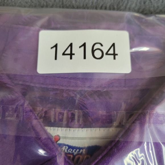 Reyn Spooner Hawaiian Shirt Mens L Purple Palm Trees 100% Cotton Short Sleeve - Picture 9 of 9